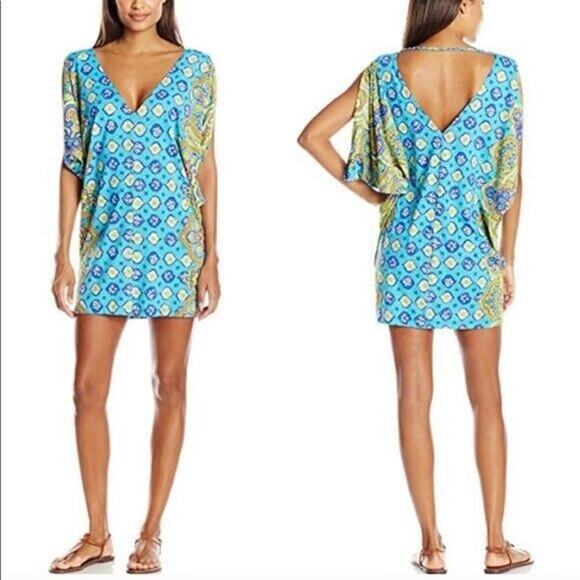 Trina Turk Corsica Caftan Tunic Swim Coverup Size Small Multicolored Boho Beach - Picture 1 of 12